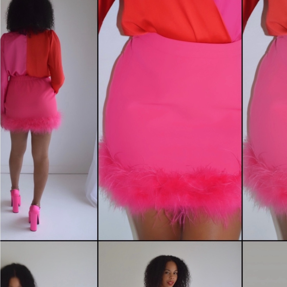 Feather Trim Mini Skirt